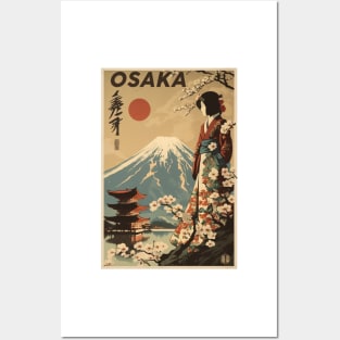 Osaka Japan Vintage Travel Art Poster Posters and Art